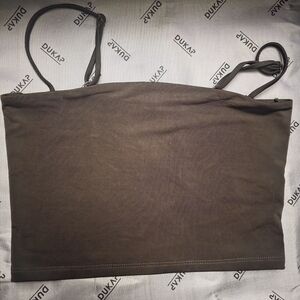 Express Chocolate Brown Body Contour Crop Tank Top